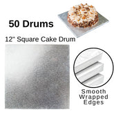 50 Boards - 12" Square Cake Drums - Silver Cake Drum
